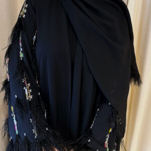 Colored beads, & Sequins, Hand embroidery with black Fathers Fabric: Nada Design Inspired by Valentino